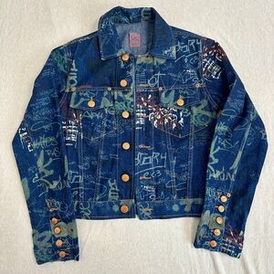 Jean Paul Gaultier Jean’s Graffiti Denim Jacket with Gold Buttons
